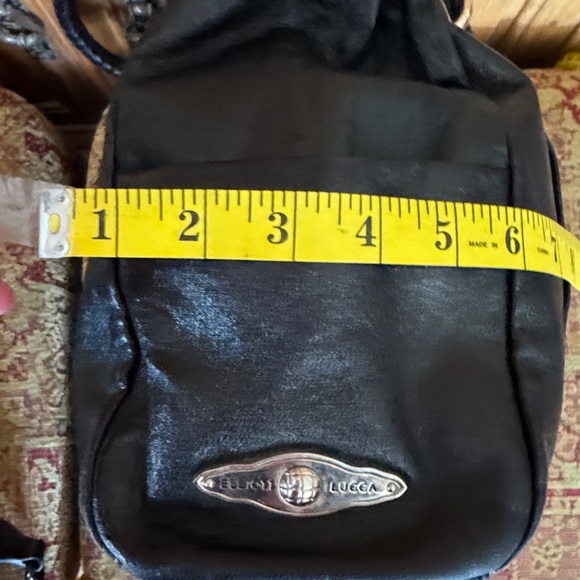 🩷 Elliott Lucca; Blk Leather Designer Handbag w/Zipper Closure + Braided Straps! - Picture 12 of 16